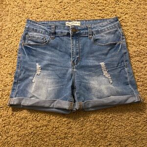 American Eagle Outfitters Blue Distressed Jean Shorts
